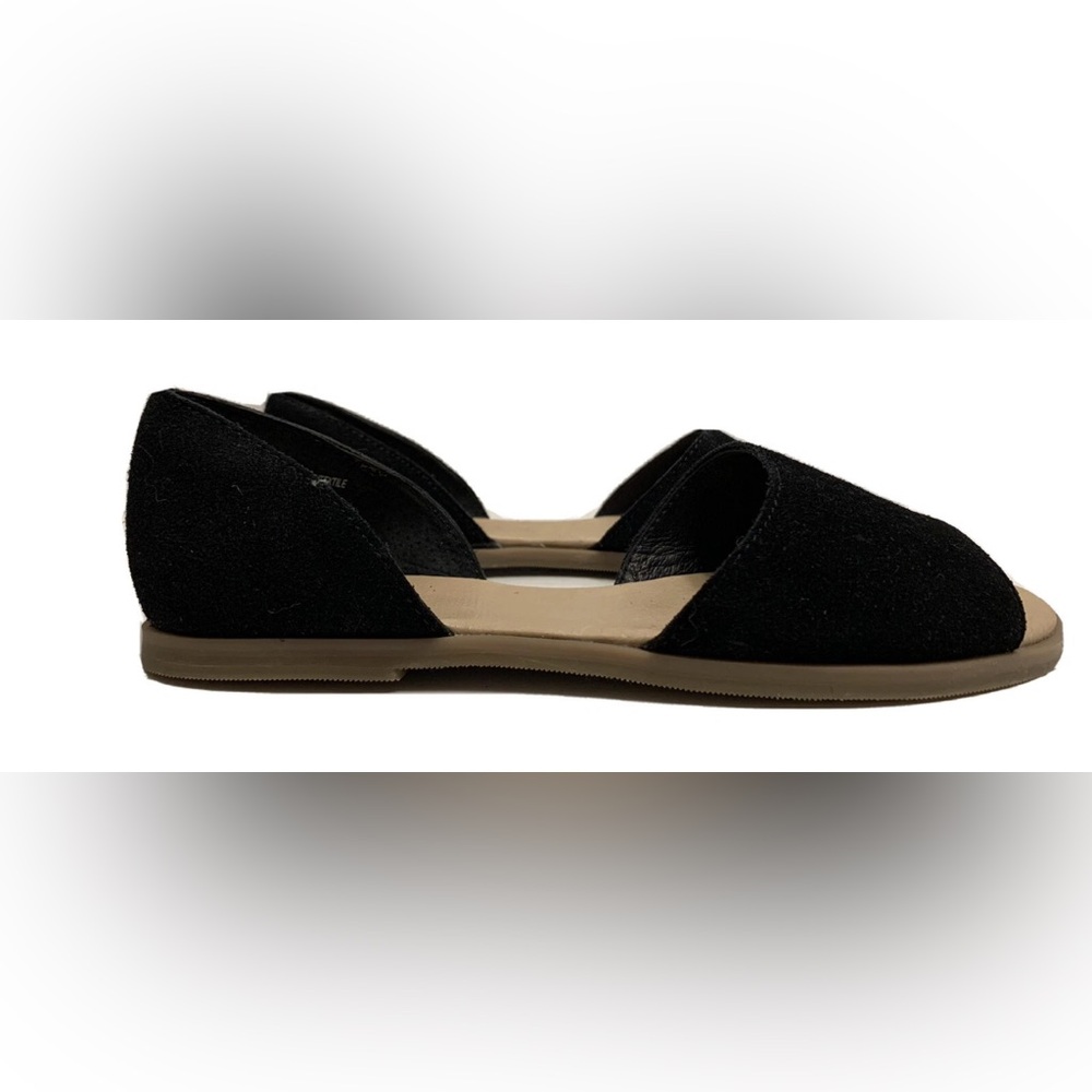 J Jill Womens Size 6.5 D’Orsay Open Toe Flat Black Suede Leather Slip On Classic - Picture 3 of 8